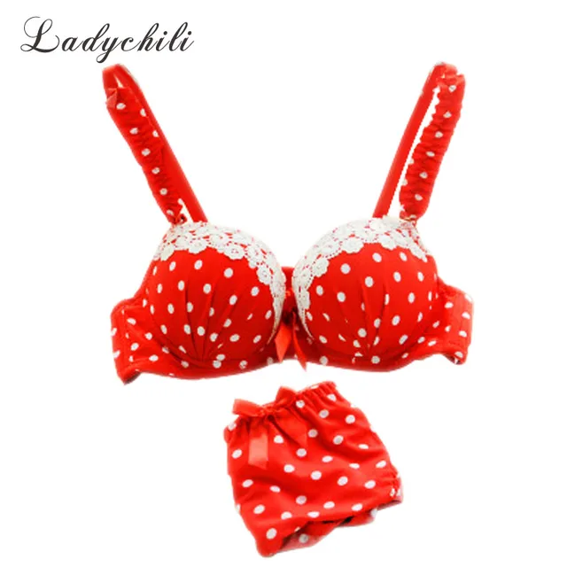 Women Bra and Panty Set Dot Print Bra Set Lingerie Sets Cheap Lace