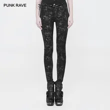 Панк рейв женские Готический стиль эластичные Капри с темным принтом Леггинсы Панк Рок брюки индивидуальные черные женские брюки