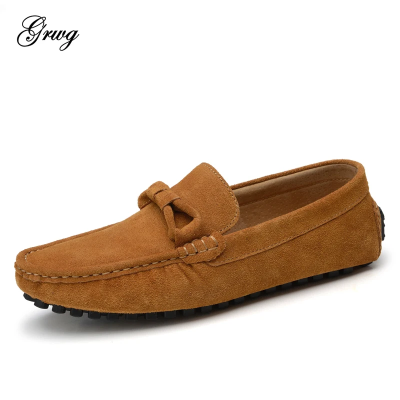 

GRWG Men Shoes 2019 New Men 100% Genuine Cowhide Leather Flats Casual Male Shoes Spring Summer Men Driving Shoes