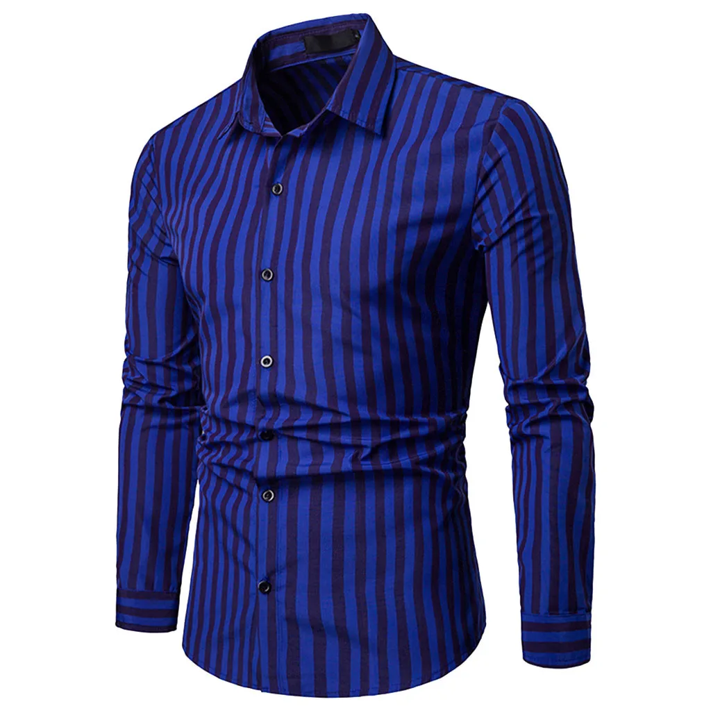 

Fashsiualy Men's Shirt Men‘s Long Sleeve Stripe Painting Large Size Casual Top Blouse Shirts camiseta#32