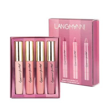 

4Pcs/set nude natural matte lipstick waterproof long-lasting batom lips tint velvet matt lip stick kit makeup set for woman Y1