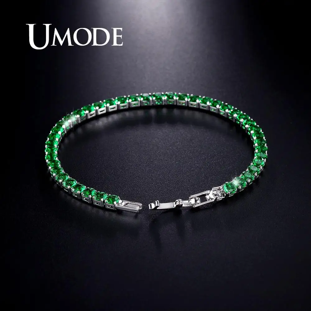 Женские и мужские браслеты для тенниса UMODE с зеленым кубическим цирконием