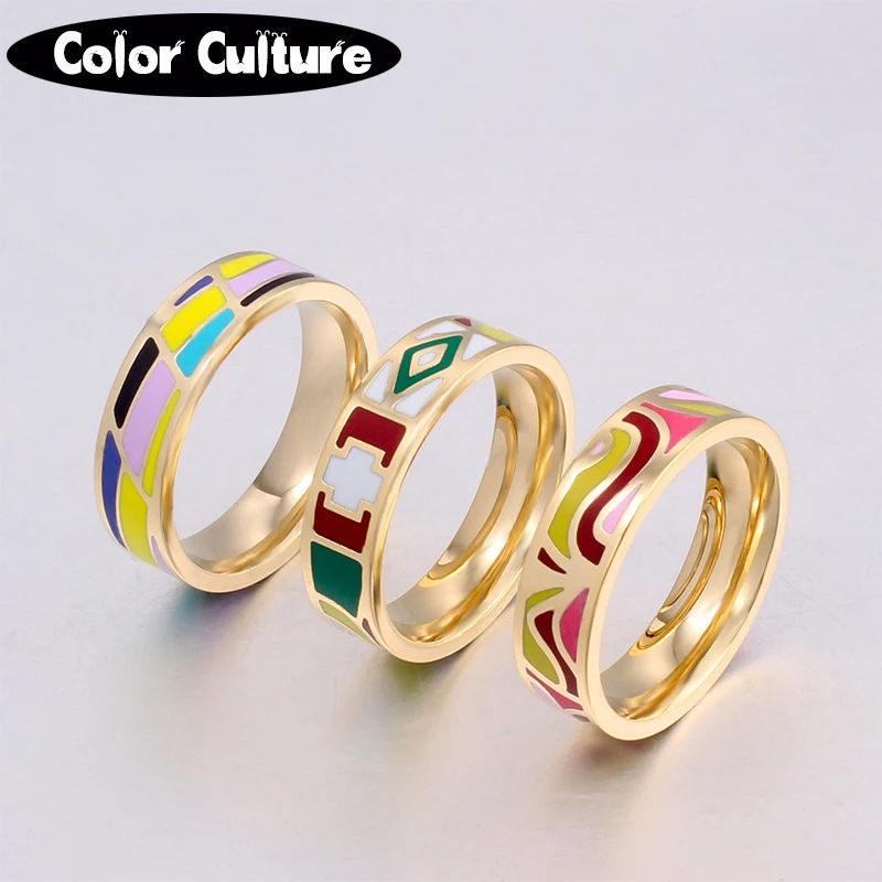 

Arrival gold Metal Enamel Jewelry Rings for Men/Women Vintage Finger Ring Ceramic Ring Elegant Classic Accessories