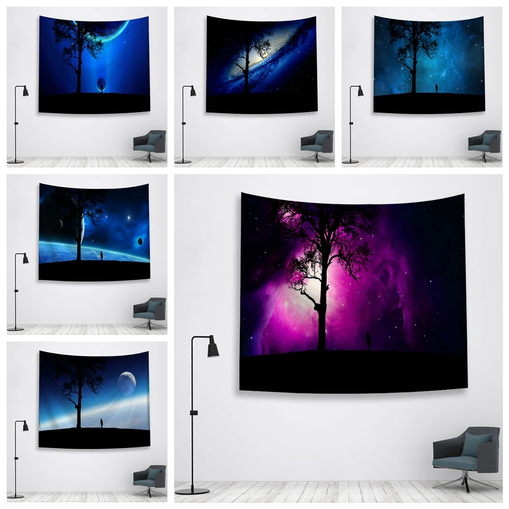 

Hippie Tree Galaxia Tapestry Wall Hanging Wall Tapestry Wall Fabric College Dorm Farmhouse Home Decor Psychedelic Woodland