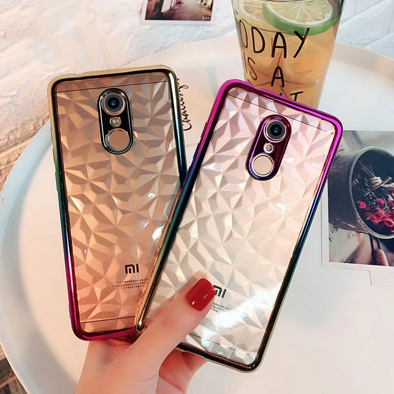 

For Xiaomi Mi 8 A1 A2 Lite Redmi Note 5 Plus 6 6A Pro S2 4X 4A Plating Gradient Diamond Transparent Soft Silicone TPU Case Cover