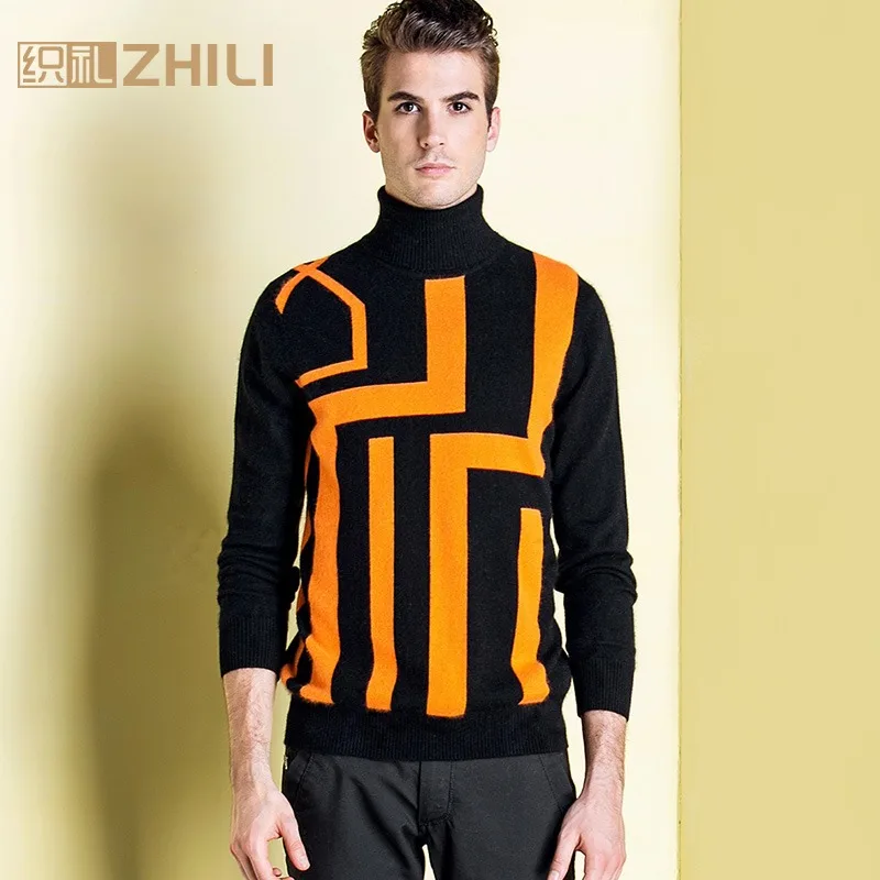 #Special Offers 2017 High Quality Winter Warm 100% Cashmere Sweater Men Turtleneck Brand Sweaters Slim Fit Pullover Knitwear Double Collar Soft