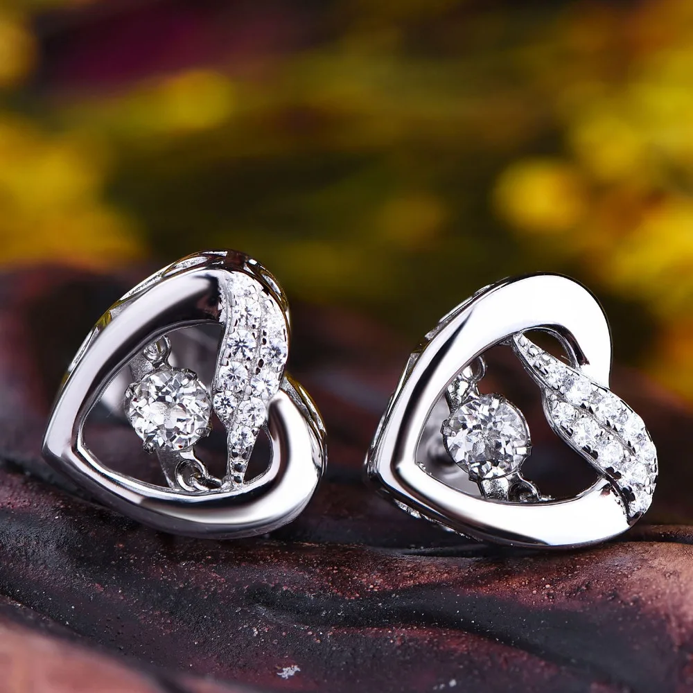 JO WISDOM Heart Shappe Silver Earring Natural Stone Topaz Costume