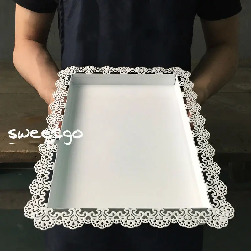 Sweetgo Plateau Decoratif Pour Mariage Plaque Rectangulaire En Metal Fer Blanc Ustensiles De Cuisson De Decoration Pour Gateau Plaque Accessoire Pour Fete Aliexpress