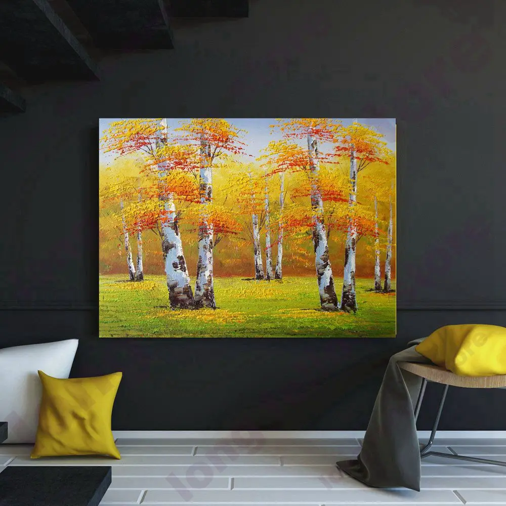 Handpaint Knife Painting Yellow Trees Landscape Autumn Oil Painting Canvas Artwork Wall Art Painting for Office Room Bar Decor Handpaint Knife Painting Yellow Trees Landscape Autumn Oil Painting Canvas Artwork Wall Art Painting for Office Room Bar Decor