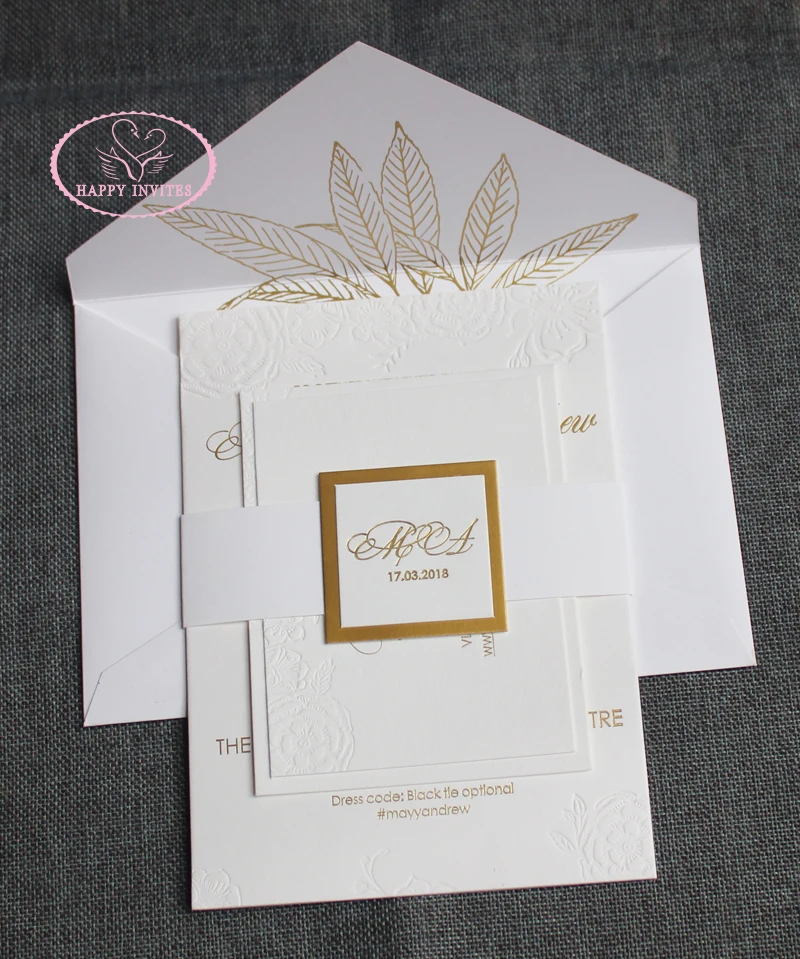 HI1134 - 14 Top Grade  Customized Elegant White Invitation CARD made of 1800 GSM Cotton Paper with  Letterpress
