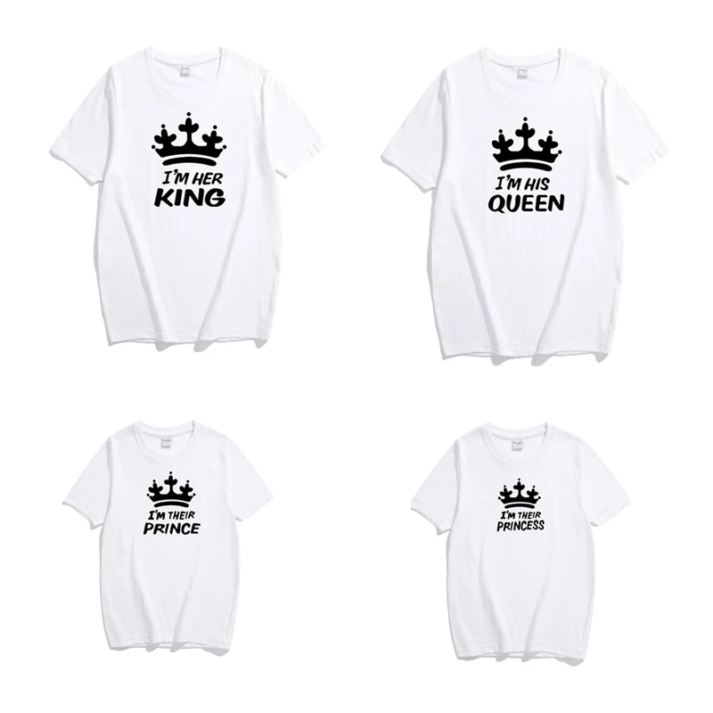 Одинаковая одежда для семьи летние футболки с коротким рукавом для мамы, папы, дочки и сына семейная одежда принцессы, королева принц - Цвет: 3