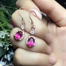Натуральный розовый топаз Камень Висячие серьги 925 серебро натуральный драгоценный камень серьги женские классические элегантные Висячие серьги для помолвки