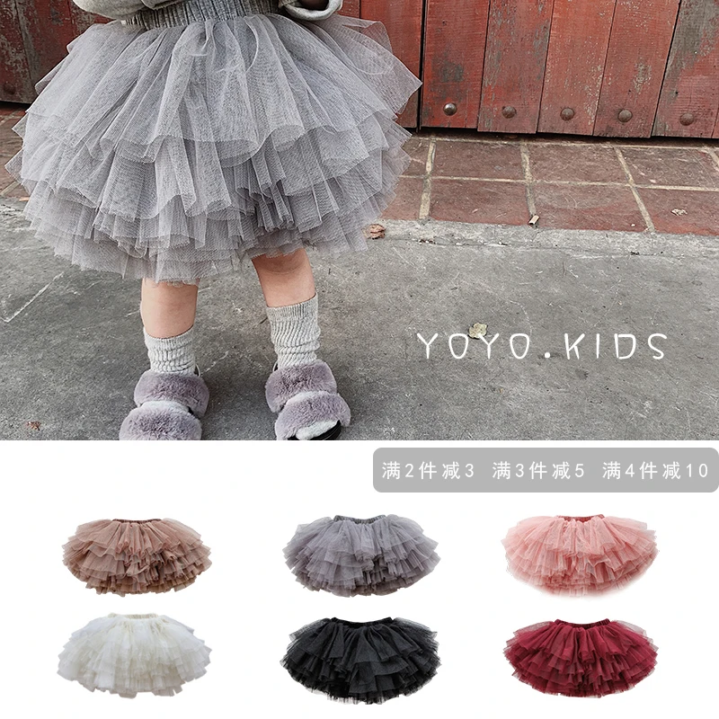 

2019 Spring New Children Multi Layer Gauze Skirt Girl Temperament Solid Color Skirt Kids Clothing