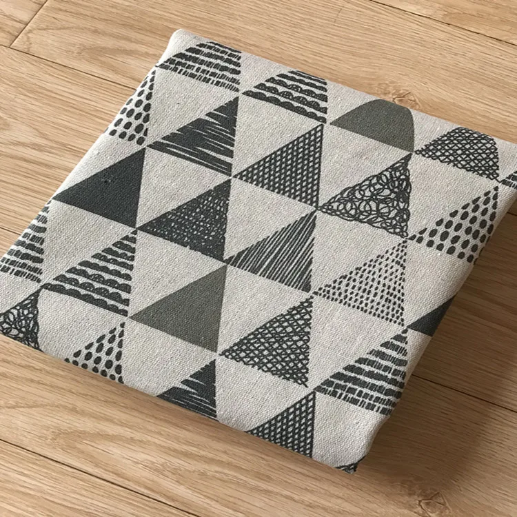 

HMS Cotton Linen Fabric DIY Craft Material Print Grey Geometry Tri Angles Suitable for Bags 8315b