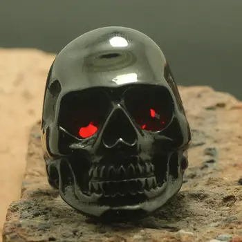 

Size 6 To size 16 Men 316L Stainless Steel Cool Black Polishing Hot Skull Ring Factory Price