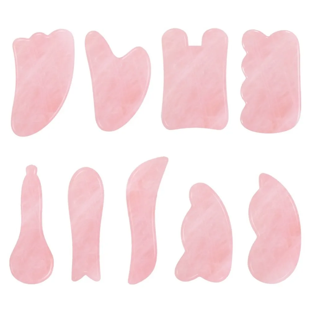 Натуральный розовый кварц, нефрит, Gua Sha, доска для массажа шеи и головы, релаксация, инструменты для ухода за здоровьем, соскабливающая доска, массажер для лица