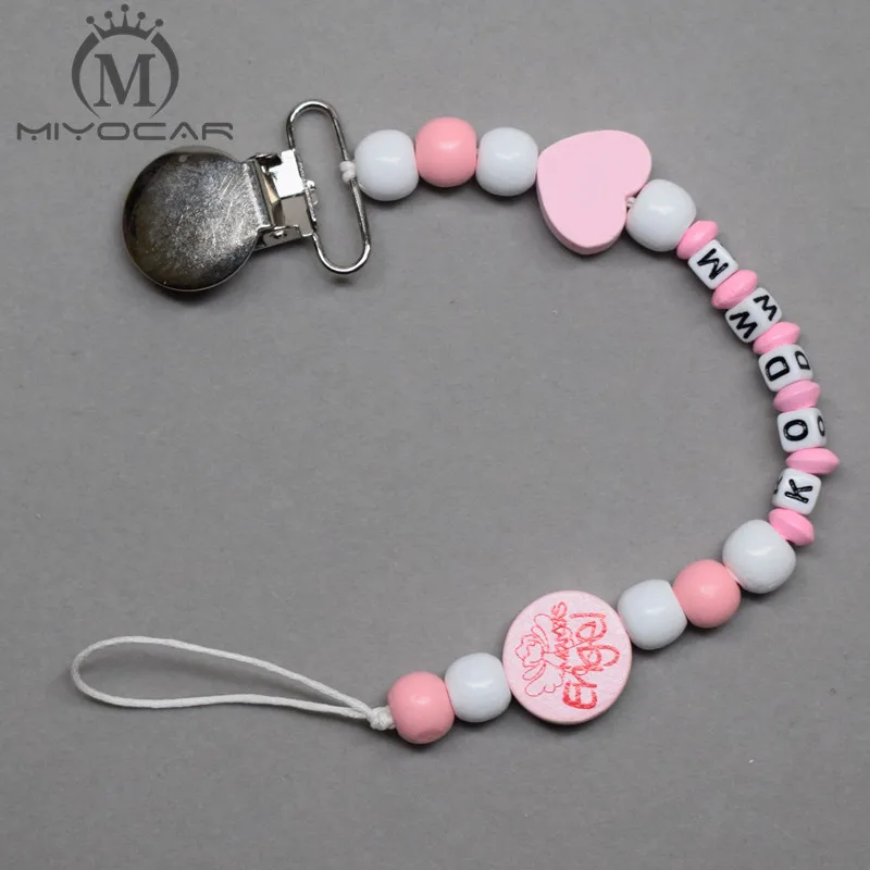 MIYOCAR personalized any name simple safe blue and sliver wood beads