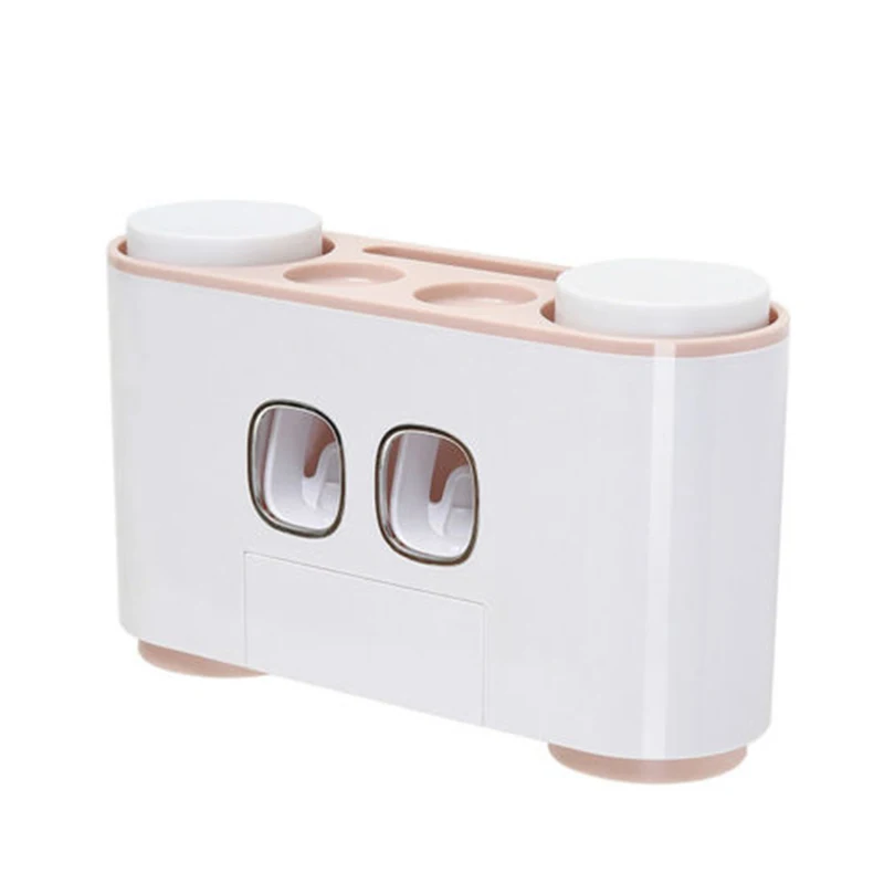 

Toothpaste Auto Squeezing Dispenser Wall Mount Toothbrush Holder Rack Organizer