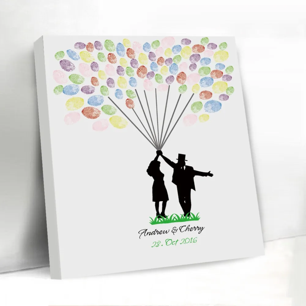 Creative Fingerprint Wedding Tree Balloon Design Rustic Custom Creative Fingerprint Wedding Tree Balloon Design Rustic Custom Decoration Guest Book Frame Canvas Signature Guestbook In Books From