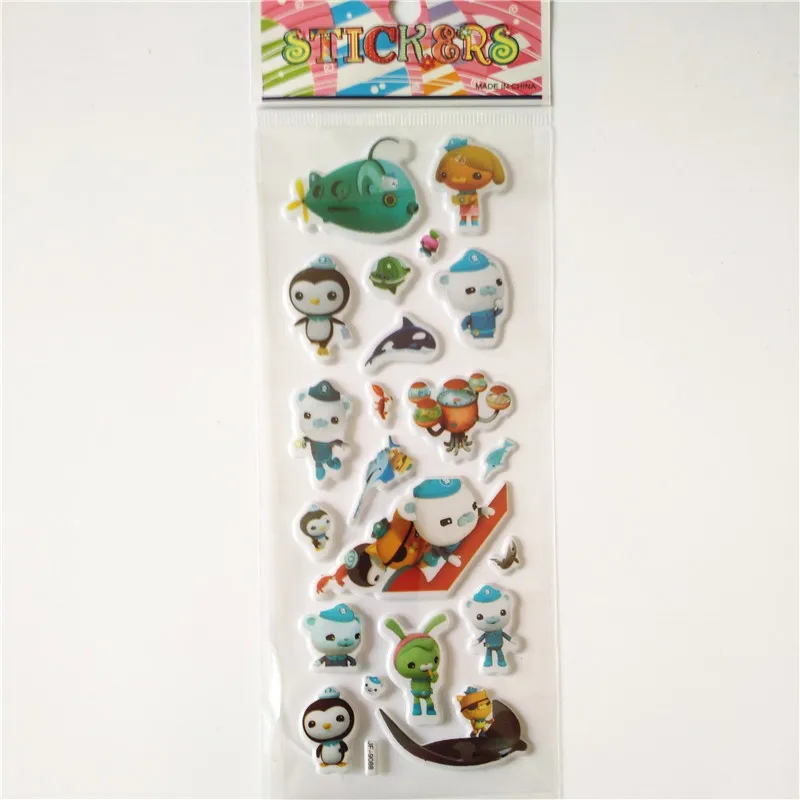 6 sheets 3D Octonauts Puffy Stickers Scrapbooking Luggage Laptop Bubble Stickers Emoji Reward Kid Children Toys Factory sale