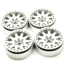 4 шт. Сплав RC колесные диски серебро 2,2 дюймов Beadlock колеса диски ступицы для 1/10 радиоуправляемая модель axial SCX10 D90 колеса диски Рок Гусеничный автомобиль