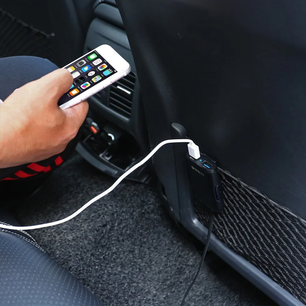 QC3.0 سريع شاحن سيارة شاحن 4 منافذ USB ل عودة الجبهة مقعد مع تمديد كابل ل فون سامسونج Xiaomi هواوي هاتف محمول