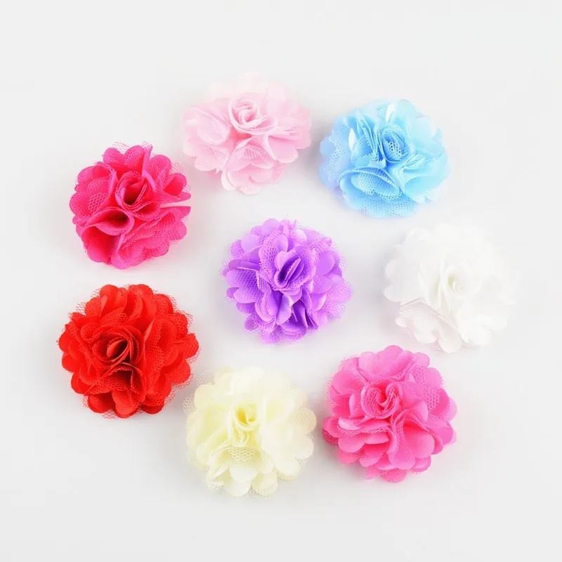 

300pcs/lot 21 Color 2 Inch Petite Tulle Mesh Satin Rose Flowers DIY Craft Garment Hair Accessories Wholesale Bulk Supply TH54