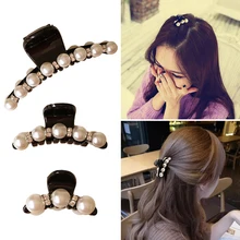 Лидер продаж размеры S, M, l Головные уборы Пластик упругие Барретт модные Краб заколка для волос имитация жемчуга Леди Аксессуары для Для женщин заколки