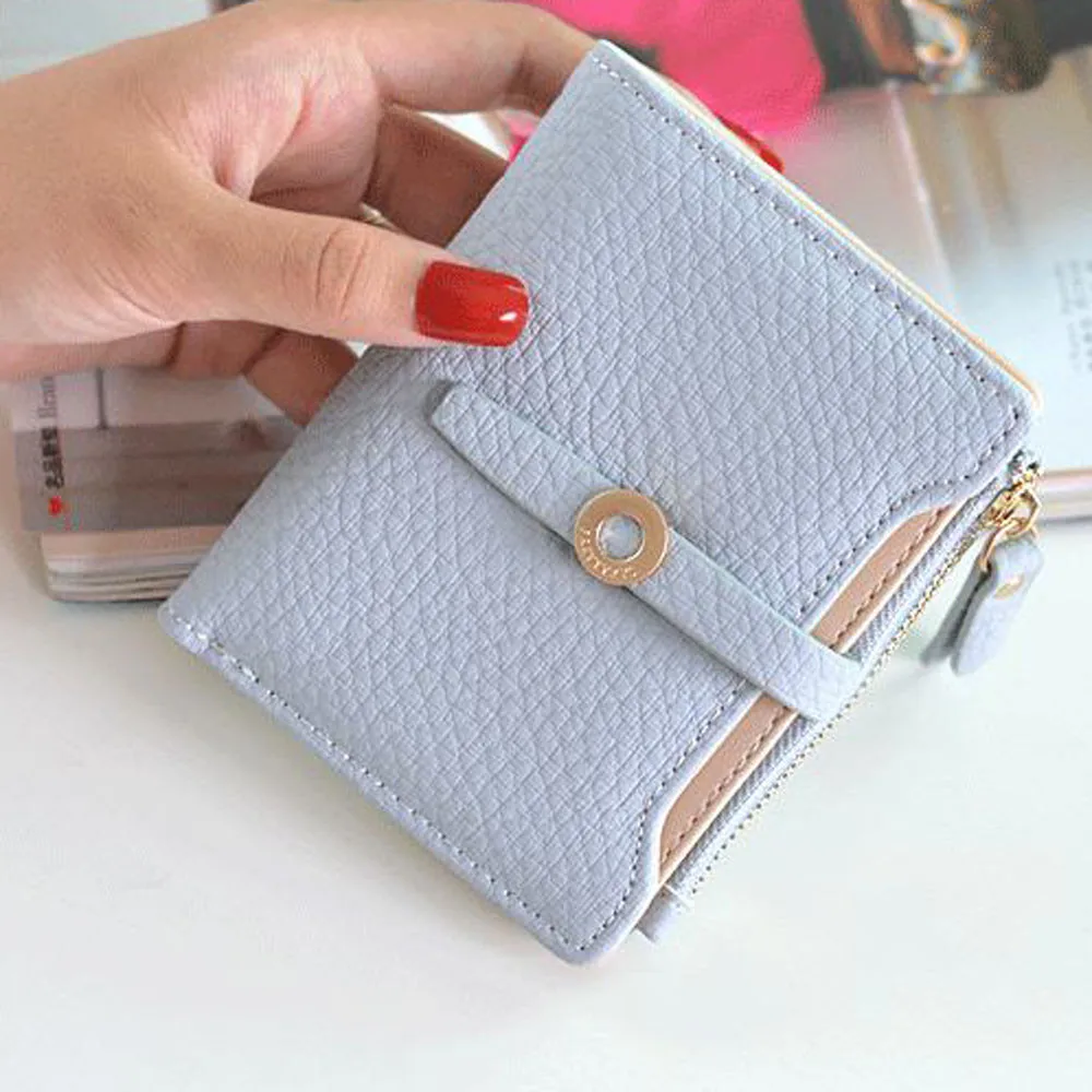 

Fashion Short Wallet Pumping Belt Buckles Short Style Lady's Purse Wallet Card Bag Zipper Coin Pocket Wallet Card Holder Purses