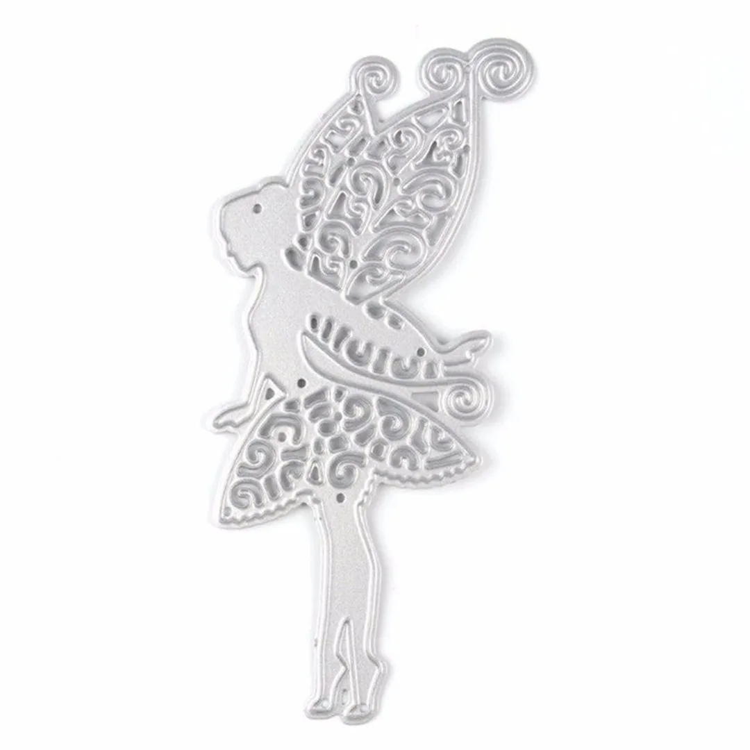 1Pc  Wing Flower Fairy Girl Cutting Dies Stencil DIY Scrapbooking Card Embossing
