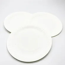 10 шт./лот 7 дюймов бумажные тарелки обычный цвет тематические тарелки однотонный белый цвет одноразовая посуда чистый белый бумажные тарелки