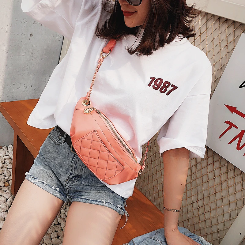 Janespri Fashion Waist Bag Women Fanny Waist Packs High Quality Quilted Belt Bag PU Leather Ladies Handbag Crossbody Chest Bag (25)