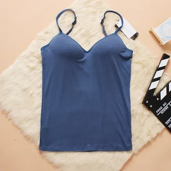 

HOT Victoria same charming Modal Adjustable Strap Built In Bra Padded Self Bra Tank Tops Vest Bamboo fiber seamless bra 3501