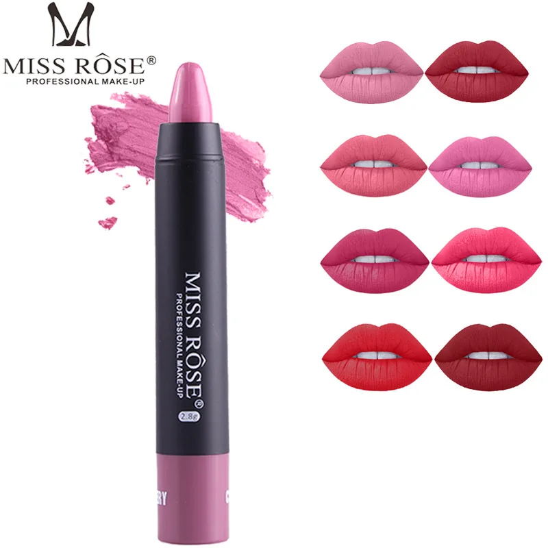 

Miss Rose Brand Makeup Sexy Matte Lip Kit 8 Colors Women Lipstick Long Lasting Waterproof Red Velvet Matte Nude Lipstick Pencil