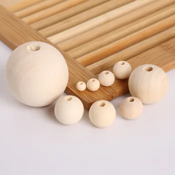 

1 Pack Natural Wooden Beads DIY Craft Supplies Jewelry Making Materials Bracelet Accessories Garment Beads Round Pearl Wood