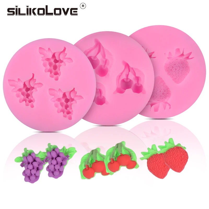 

Fruit Silicone Mold Fondant Molds Cake Decoration Sugar Craft Tools Chocolate Mould with Strawberry Grape Cherry Shapes