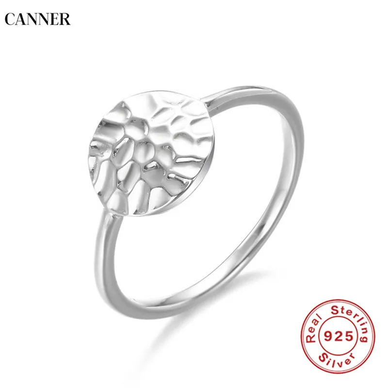silver Canner 925 Серебряное, Золотое кольцо минималистичное обручальное кольцо ювелирные изделия геометрическое кольцо круглой формы женский подарок - Цвет основного камня: silver