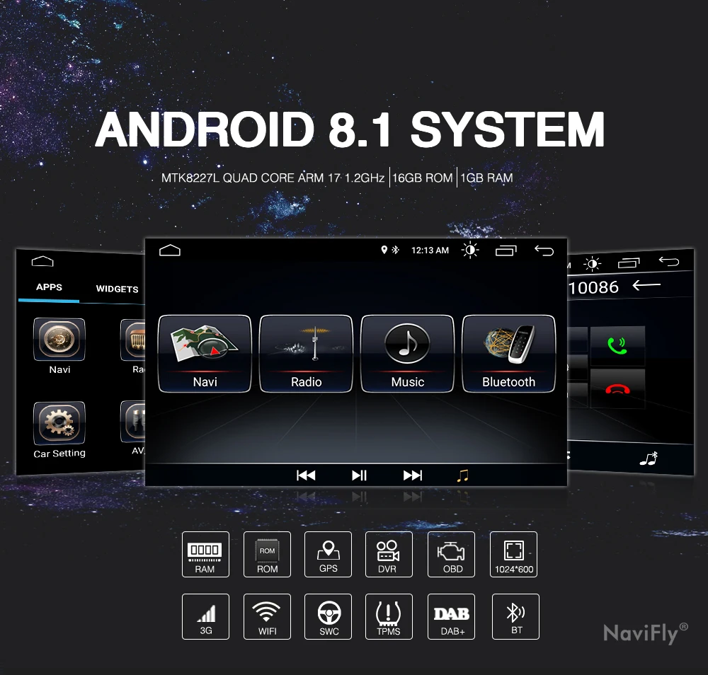 NaviFly Android8.1 автомобильный мультимедийный плеер для Skoda Fabia Limousine Praktic Octavia Rapid Yeti Superb Roomster с CANBUS