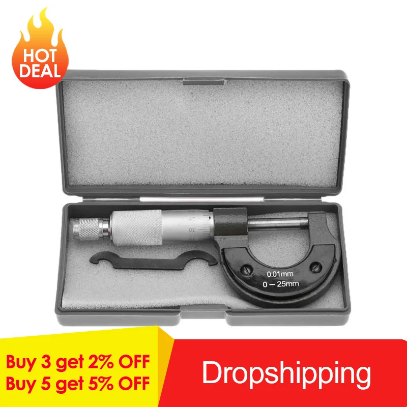 

0-25mm/0.01mm Outside Micrometer Caliper Precision Gauge Vernier Caliper Measuring Tools Micrometer Gauging Tools