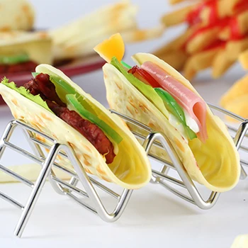 

Brand New Taco Holder Taco Stand Stainless Steel Rustproof Rack Bracket Tray Style for Baking Dishwasher