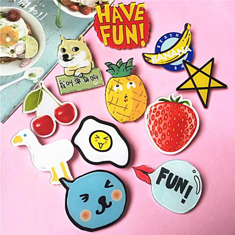 1 предмет Kawaii Мультфильм иконы акрил Булавки знак для Костюмы и Рюкзак украшения