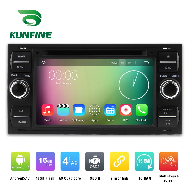 

Quad Core 1024*600 Android 5.1 Car DVD GPS Navigation Player Car Stereo for Ford focus 1999-2008 Radio 3G WIFI Bluetooth