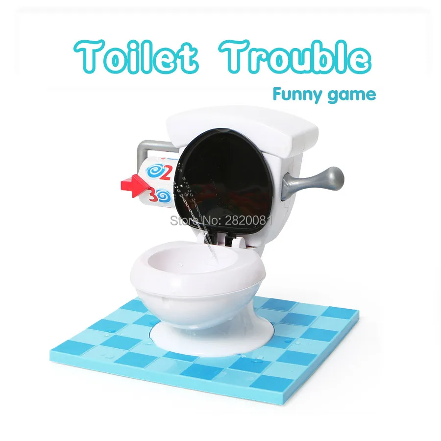 

party family funny game toilet toy trouble,practical joke game plastic electronic Spin flush toilet closestool for kid 2+players