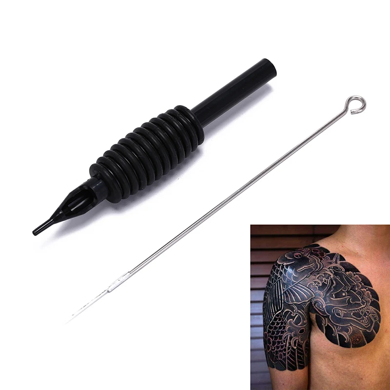 Black Tattoo Grip With Medical 316 Stainless Steel Needle 19mm Round