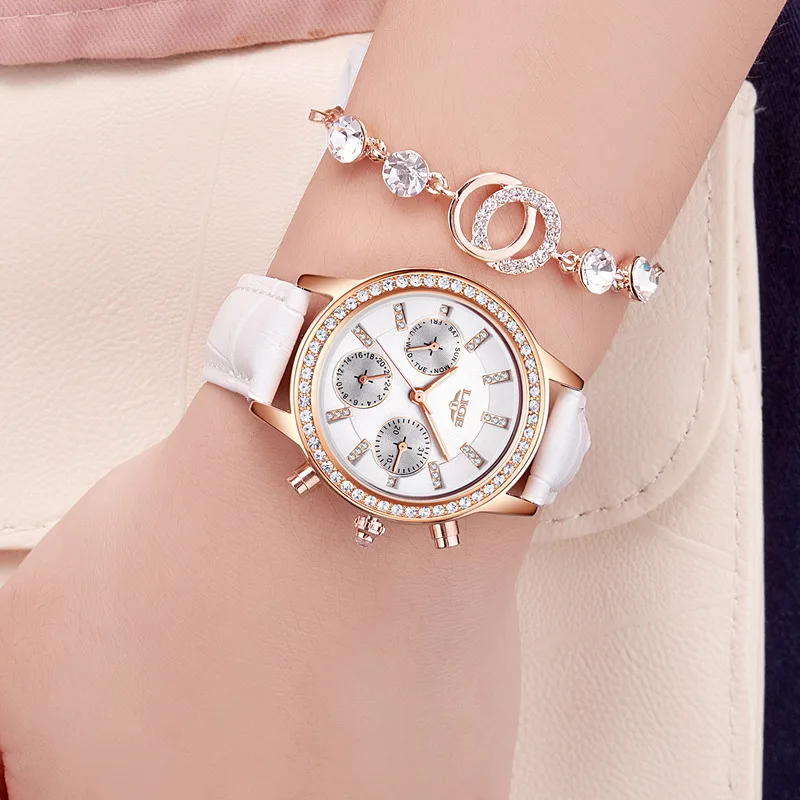 Relogio Feminino, женские часы LIGE, роскошный бренд, для девушек, кварцевые часы, на каждый день, кожа, женское платье, часы, женские часы, Montre Femme - Цвет: white