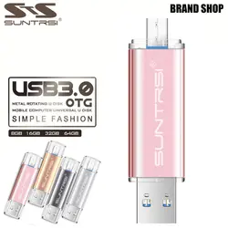 Suntrsi USB флешка Металл USB 3,0 флешки 64 ГБ высокое Скорость USB флэш-накопитель внешних накопителей USB Flash логотип