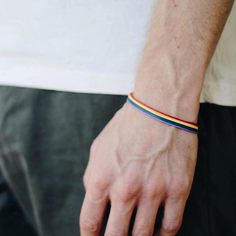 100 шт браслет ручной работы Радуга гордости цвет ЛГБТ Прайд счастливый Ткачество Веревка Браслет