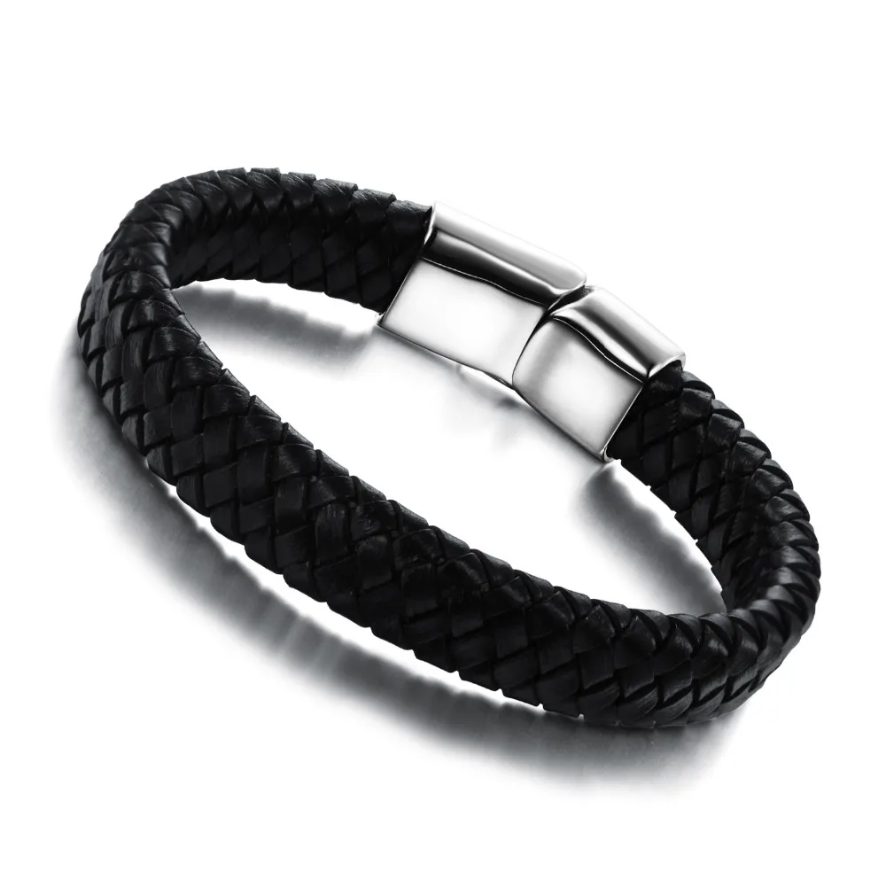 Mdiger Brand Classic Rock Bracelets Black Weave Leather Bracelet for