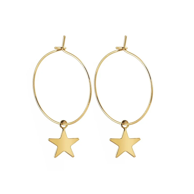 

Simple Star Round Circle Hoop Earrings For Women Korean Silver Gold Small Hoops Earring Fashion Jewelry Gift Trendy Accessories