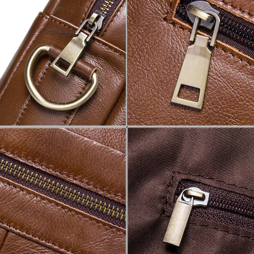Men briefcase CONTACT'S NEW Business Genuine Leather Men Briefcase Cowhide Men's Messenger Bags For 14